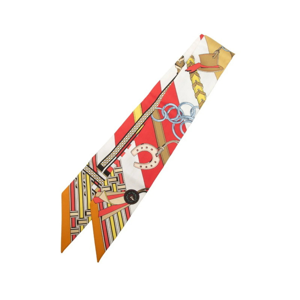 Hermes Twilly Brides et Gris Scarf Muffler Red Multicolor Silk Women's HERMES